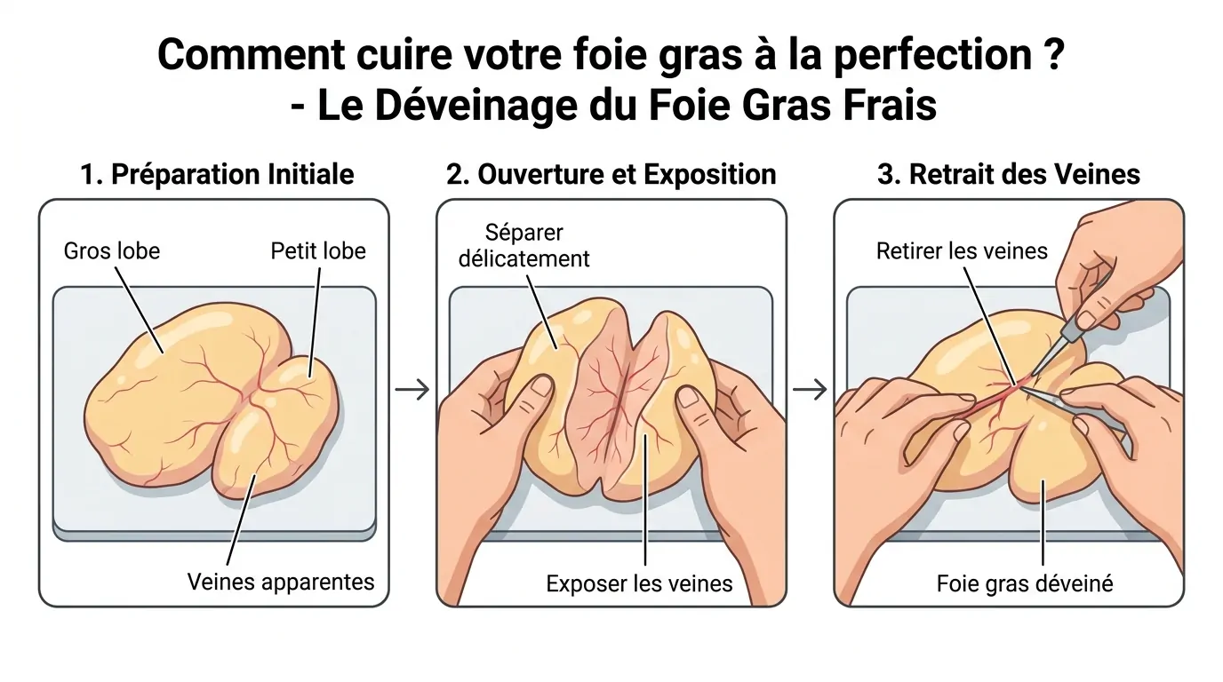 Déveinage du foie gras frais avec méthode