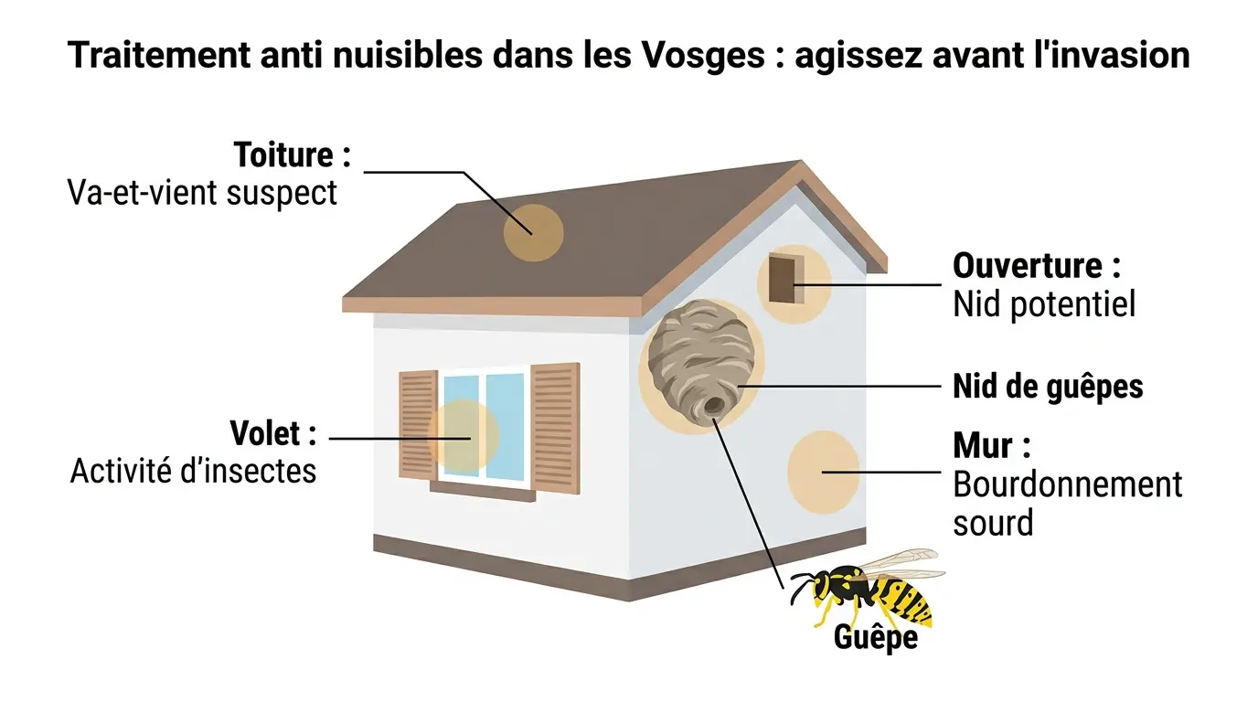 Nido de avispas cerca de una abertura exterior