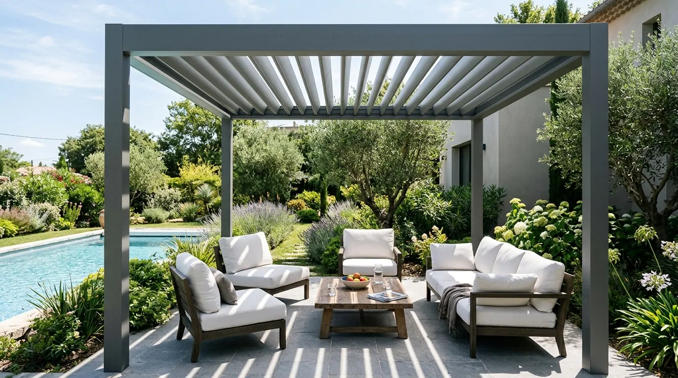 Kit de pérgola bioclimática independiente para jardín y patio