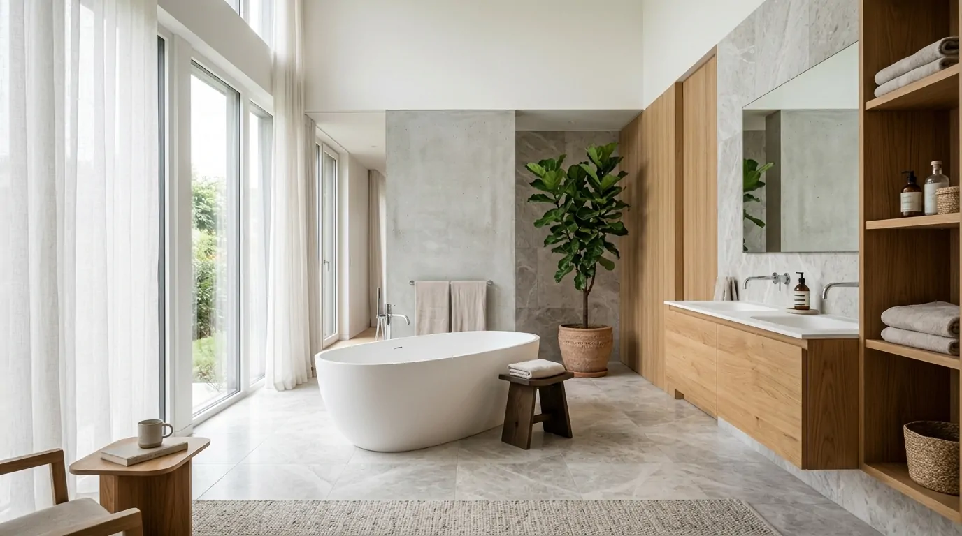 Baño luminoso con un espacio acogedor
