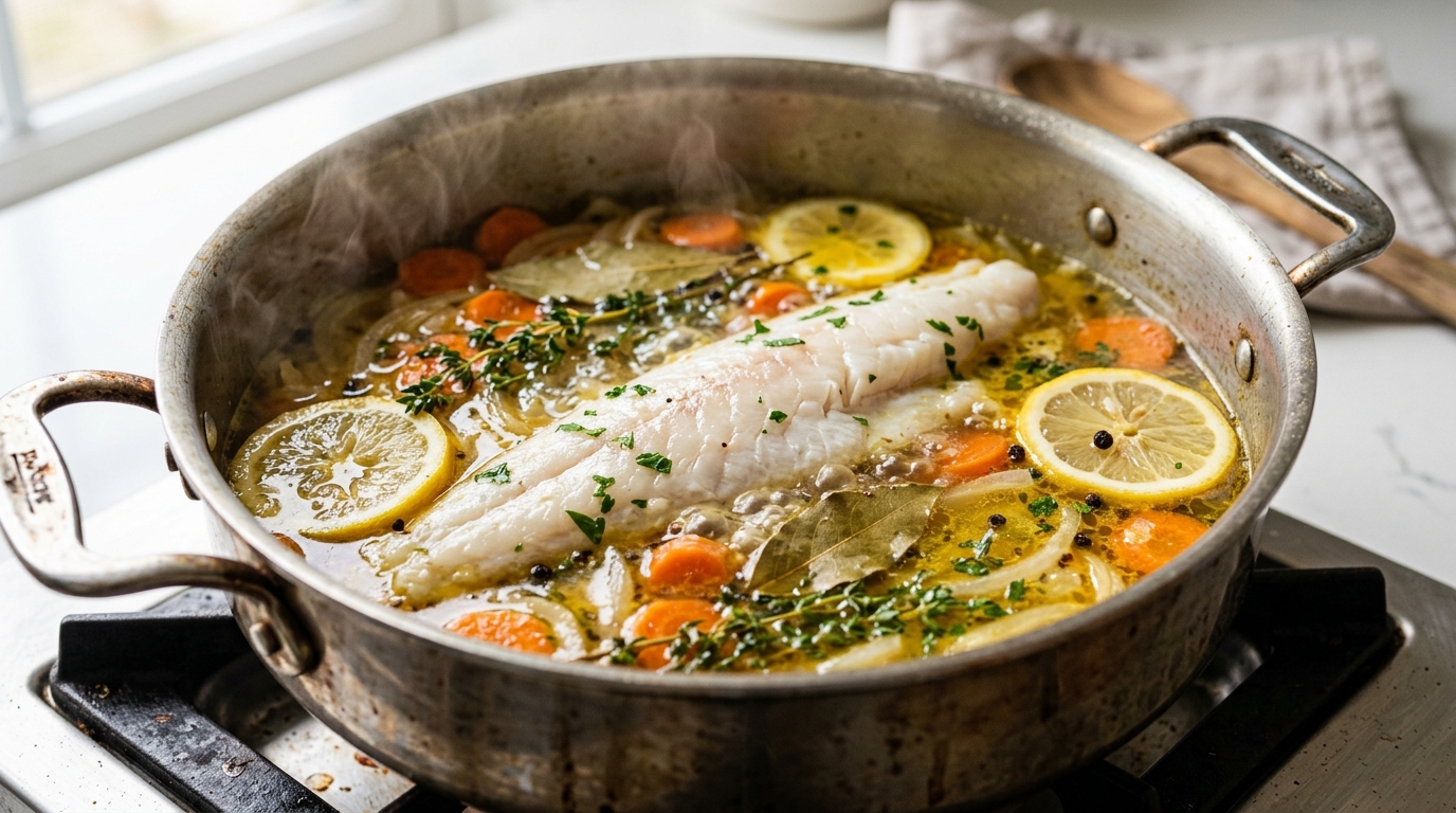 Cooking time for dogfish in court-bouillon