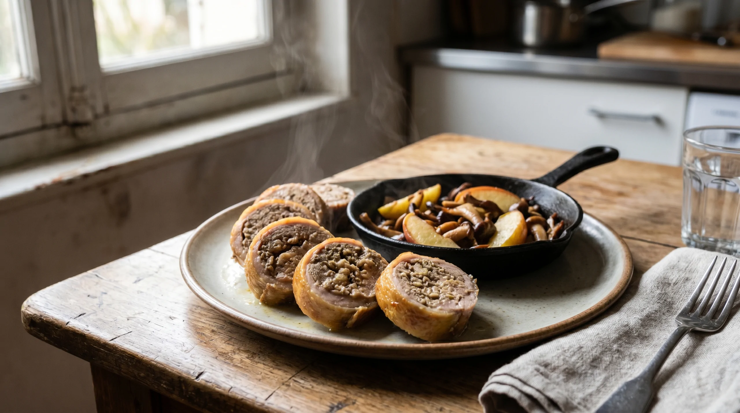 Stuffed duck necks Stuffed duck necks and their Southwestern-style pan-fried side dish