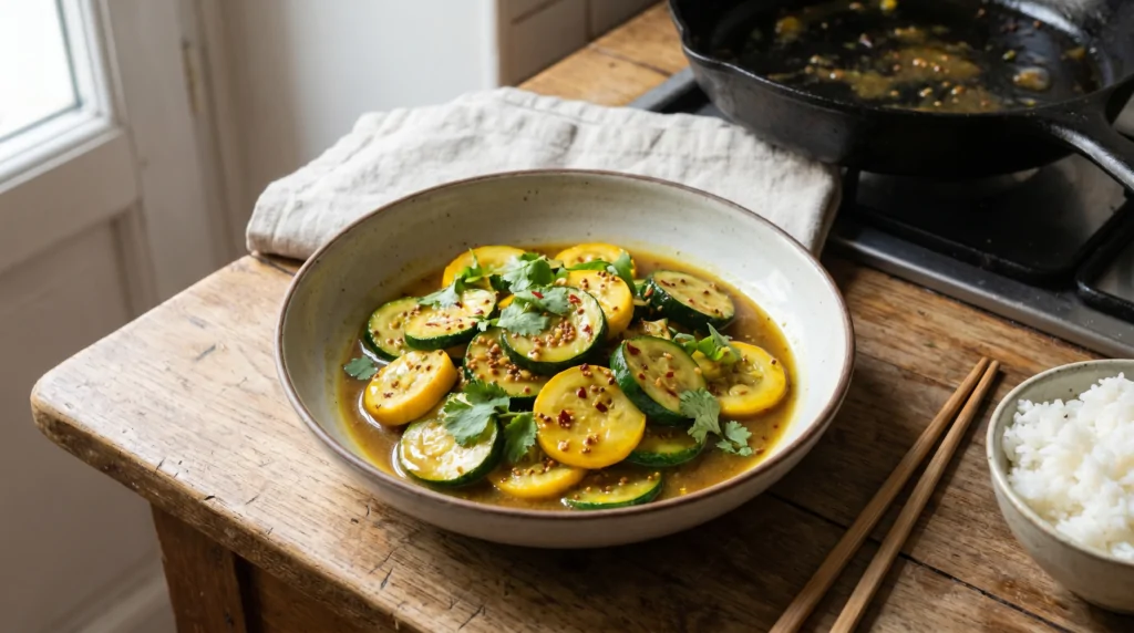 Courgettes aigre-douce au curry Recette de courgettes aigre-douce au curry