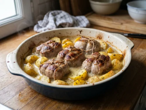 Recette de paupiette de porc au four avec des pommes de terre