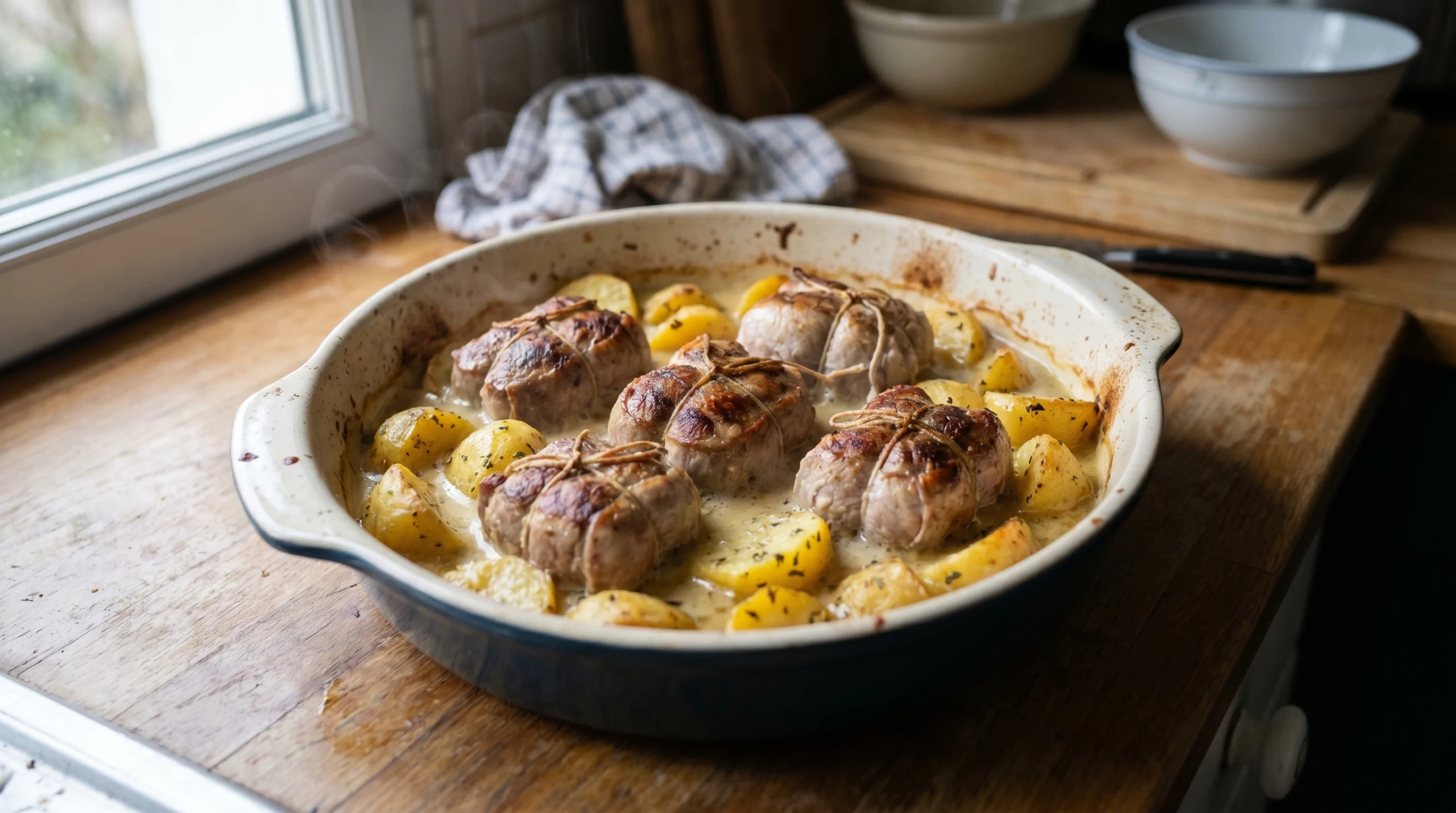 Recette de paupiette de porc au four avec des pommes de terre