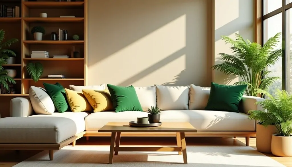 style organique et naturel dans un salon bien éclairé