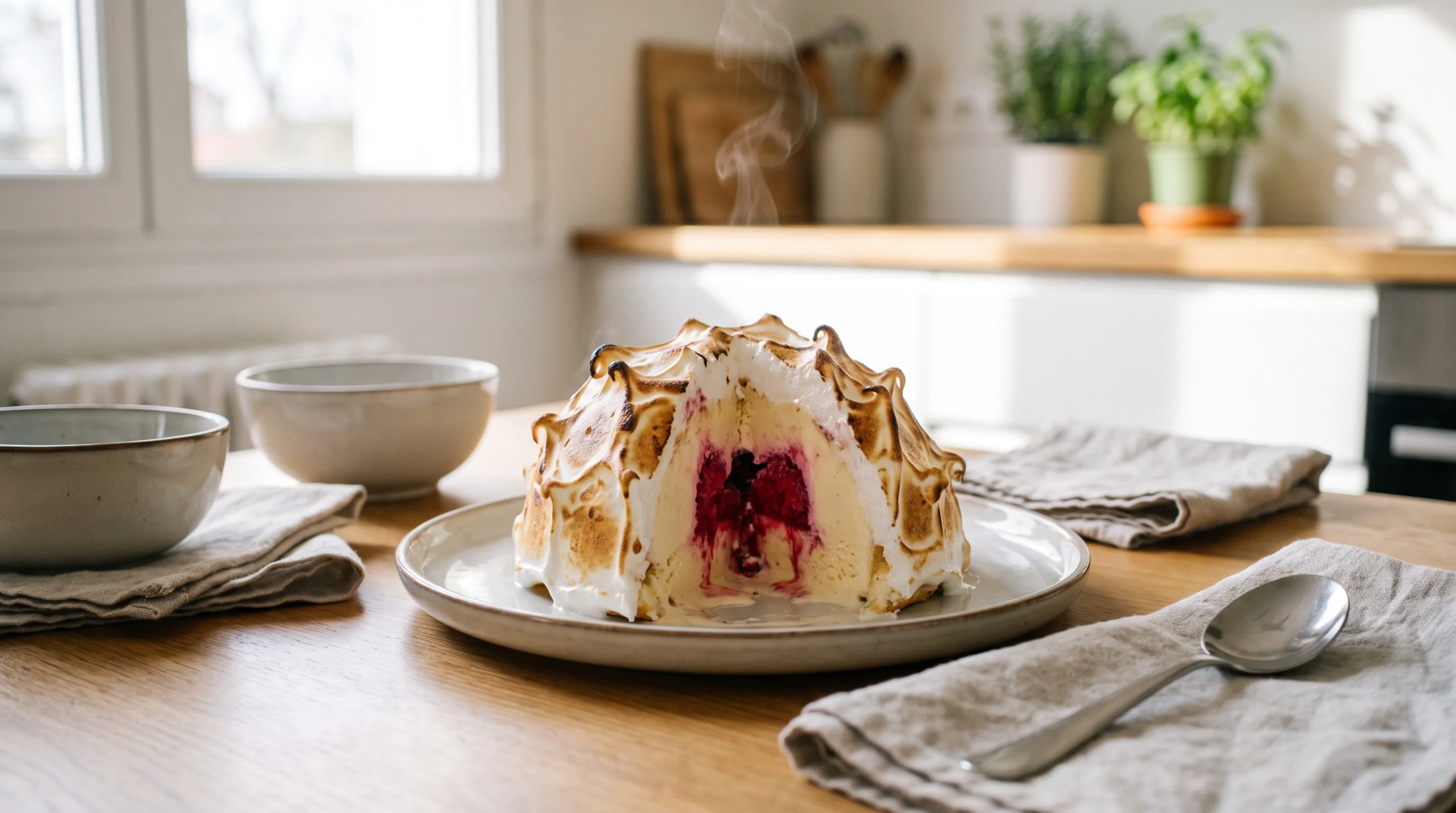 recette de la bombe glacée meringuée aux fruits rouges