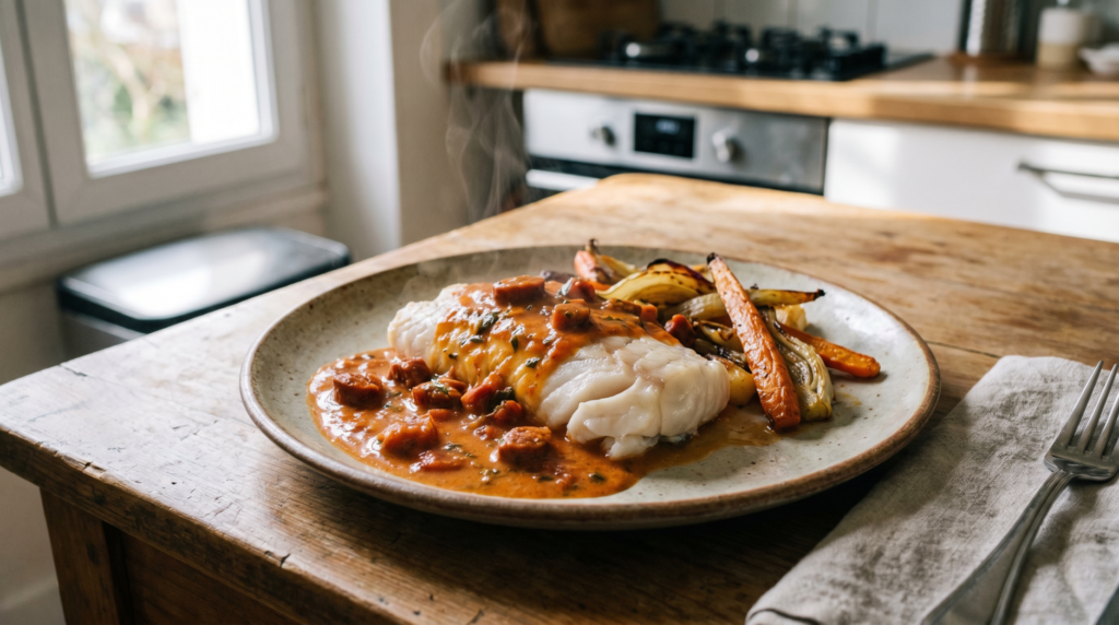 recipe for cod with chorizo ​​sauce