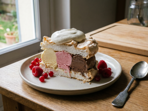 Ricetta per vacherin ghiacciato ai tre gusti: vaniglia, fragola e cioccolato