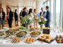 A successful corporate buffet on a white table