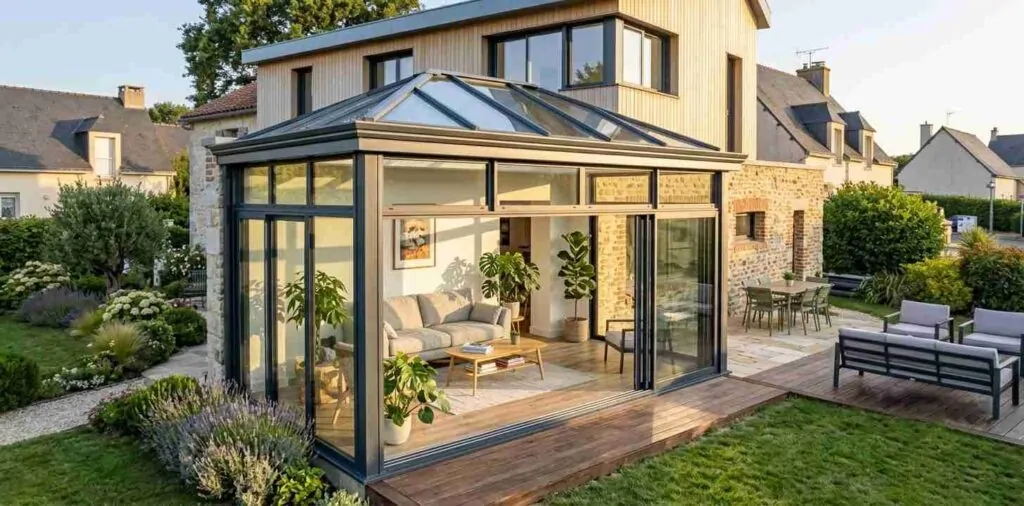 Maison plus étendue avec une véranda