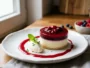 Dessert maison raffiné avec glaçage brillant et coulis de fruits rouges en contraste
