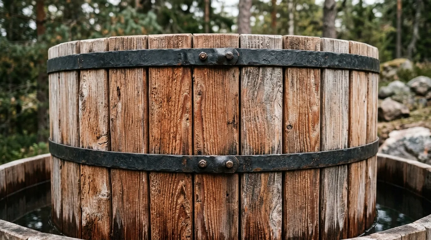 Choisir le bois de son bain nordique Texture du bois de cèdre utilisé pour la cuve d'un bain nordique