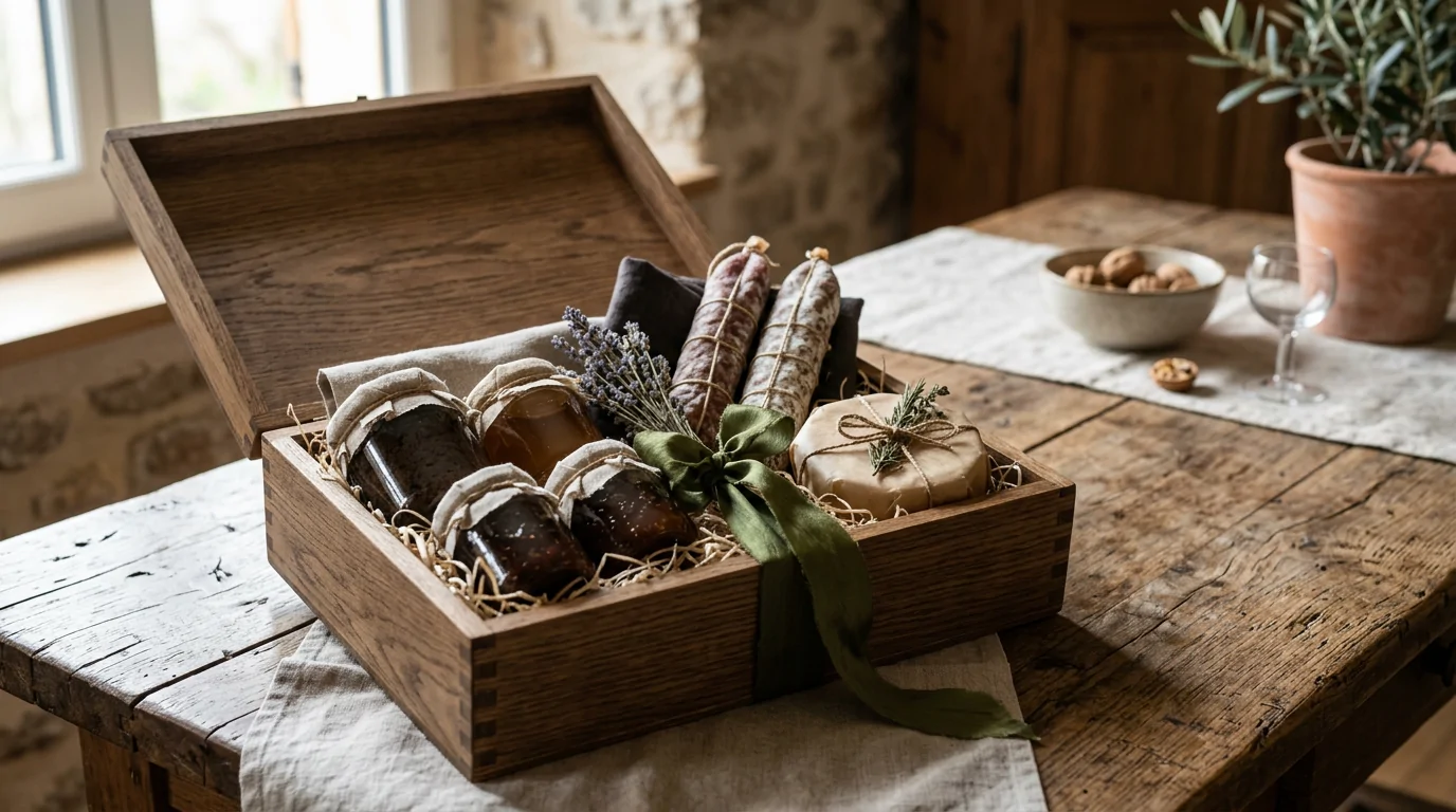 Coffret gourmand rempli de produits du terroir pour un cadeau