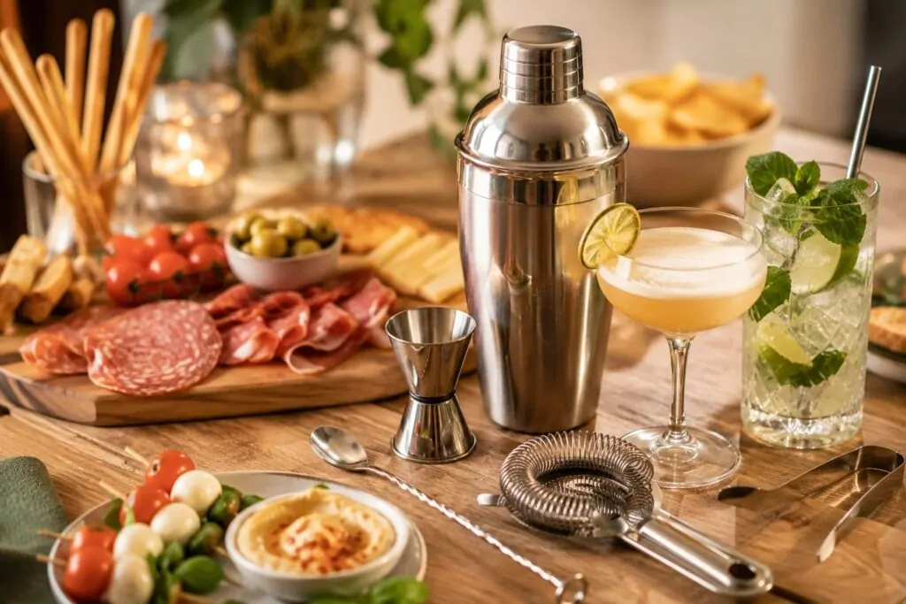 Apéritif maison sur une table table avec un apéritif maison