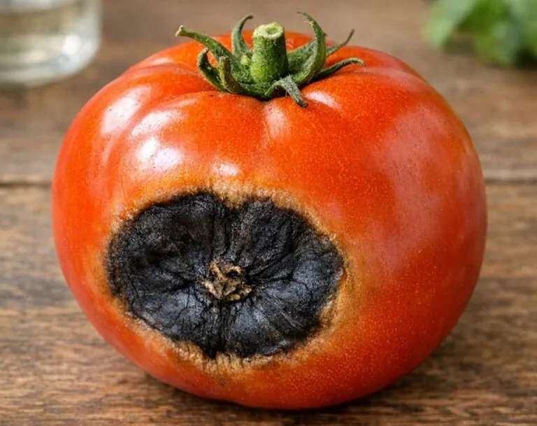 Une tomate avec la maladie "cul noir" tomate maladie "cul noir"