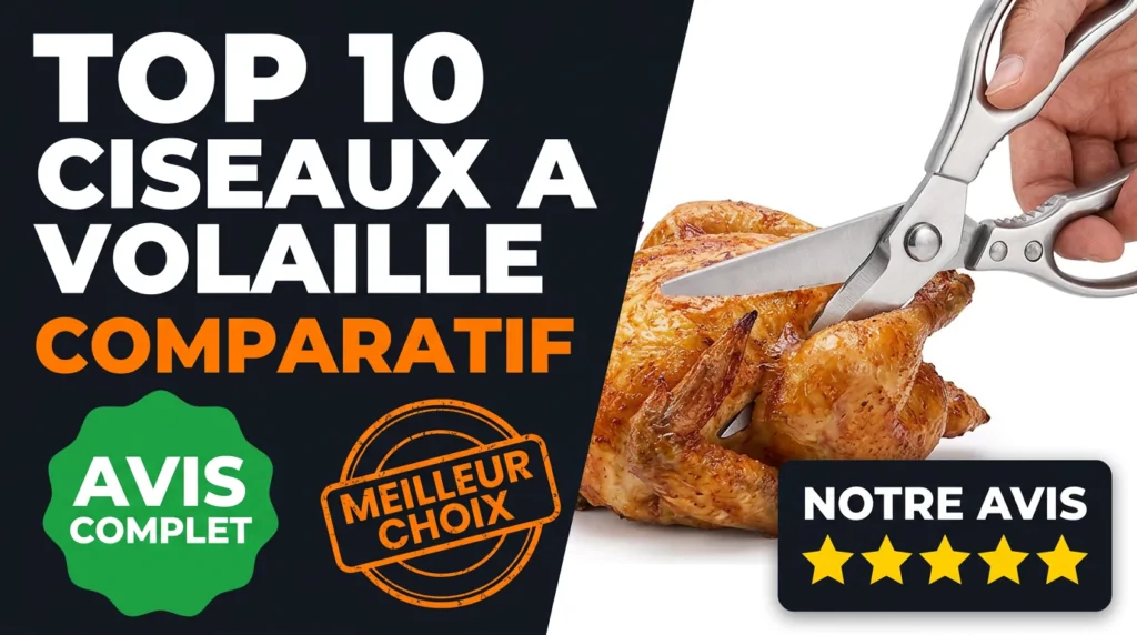 Miniature comparatif des dix meilleurs ciseaux à volaille avec badge avis complet et étoiles de notation
