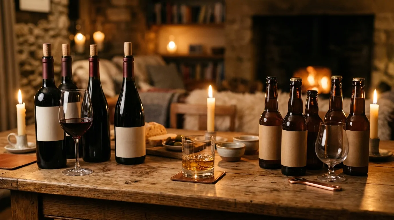 Sélection de vin, whisky et bière artisanale pour dégustation