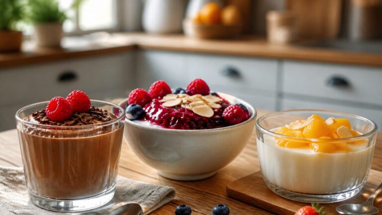 Assortiment de desserts sans sucre ajouté adaptés à un profil diabétique sur une table