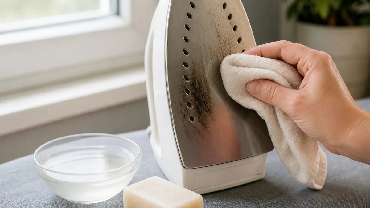 How to clean a sticky iron soleplate Iron sole slightly sticky, cleaned with Marseille soap and diluted vinegar
